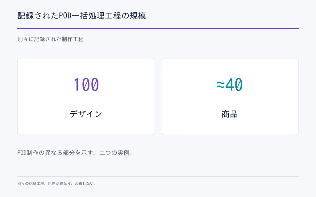 記録されたPOD一括処理工程の規模
