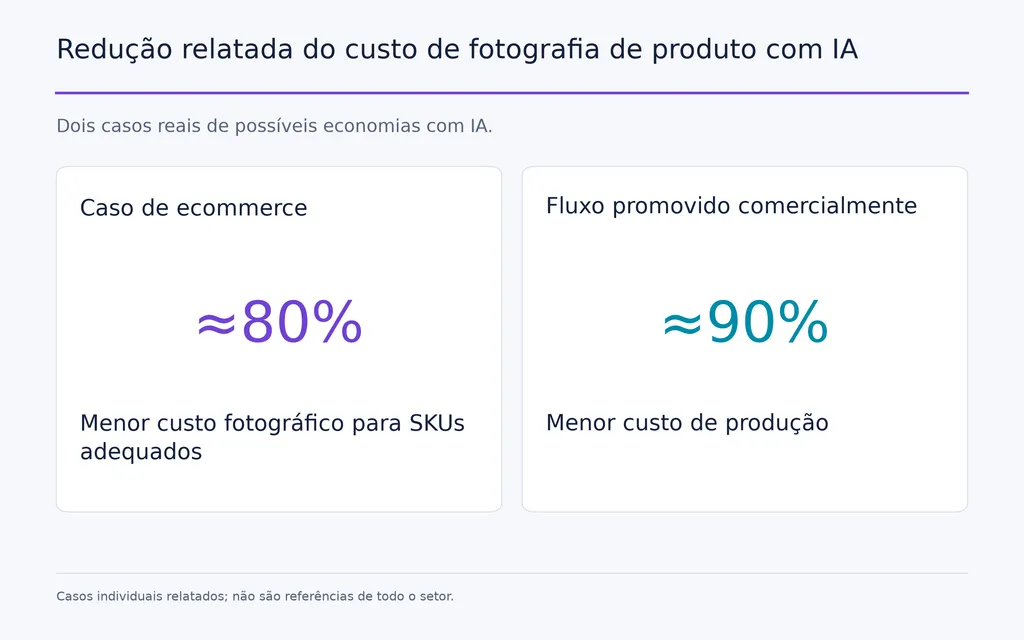 Redução relatada do custo de fotografia de produto com IA