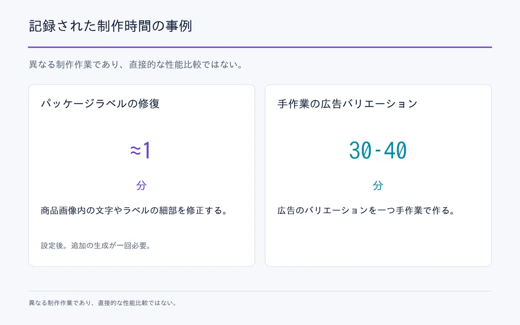 記録された制作時間の事例
