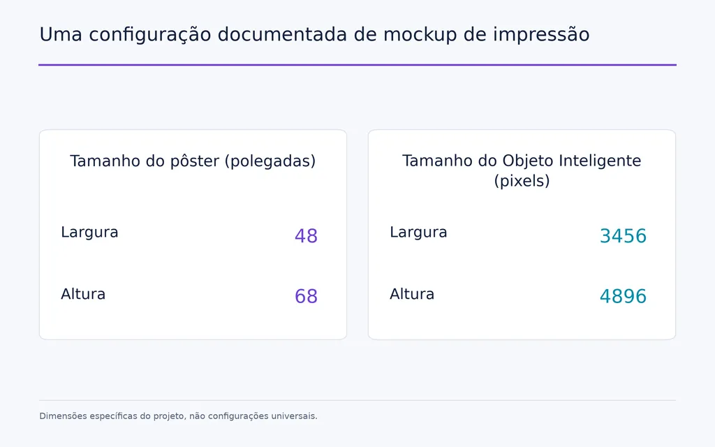 Uma configuração documentada de mockup de impressão