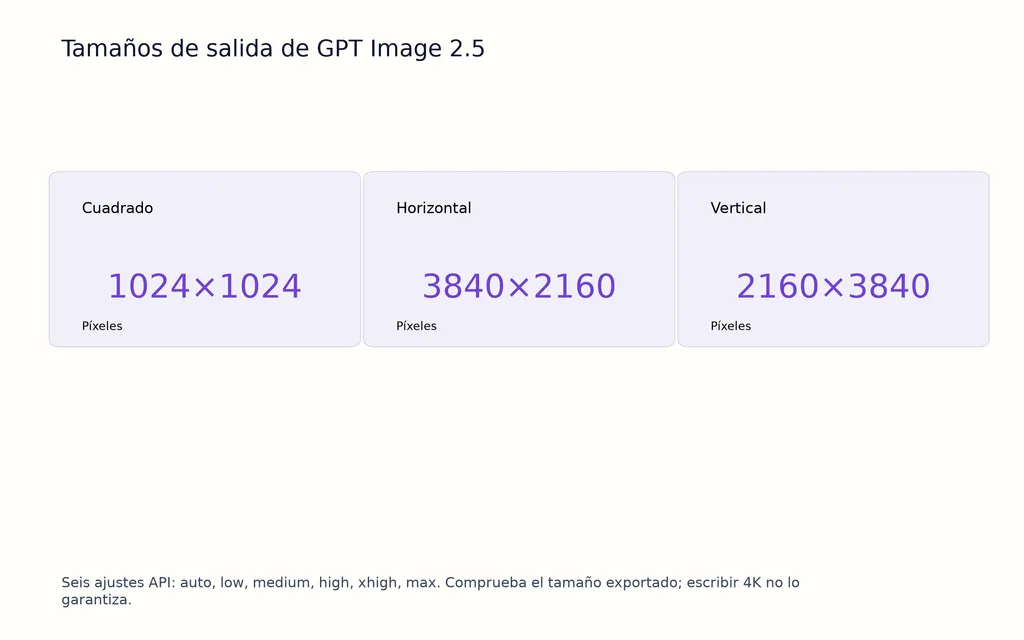 Tamaños de salida de GPT Image 2.5