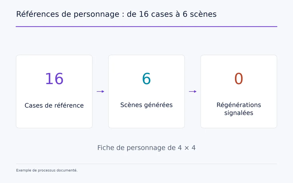 Références de personnage : de 16 cases à 6 scènes