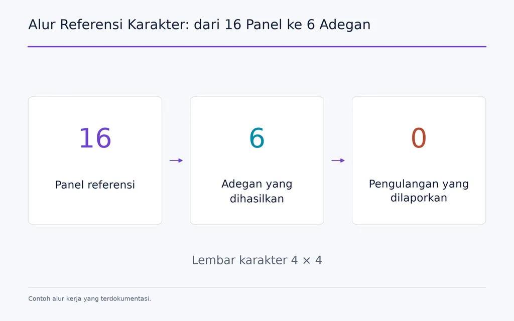 Alur Referensi Karakter: dari 16 Panel ke 6 Adegan