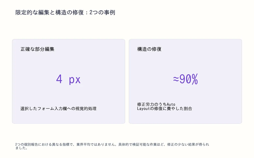 限定的な編集と構造の修復:2つの事例