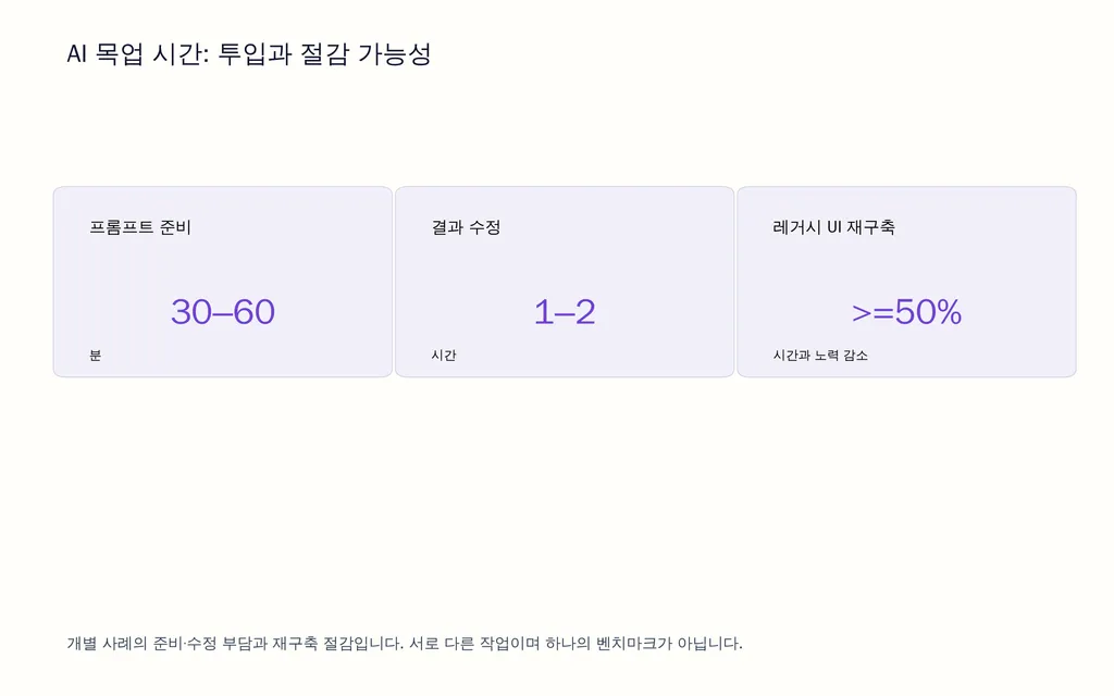 AI 목업 시간: 투입과 절감 가능성