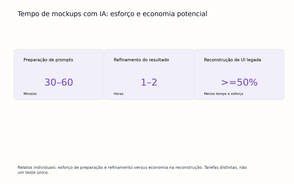 Tempo de mockups com IA: esforço e economia potencial