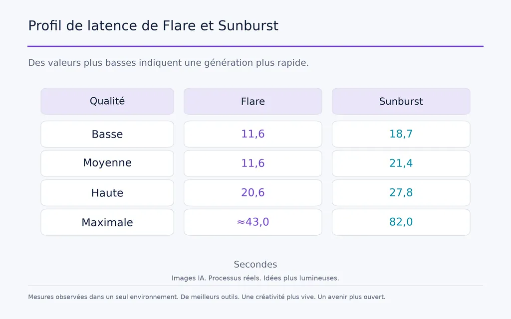 Profil de latence de Flare et Sunburst