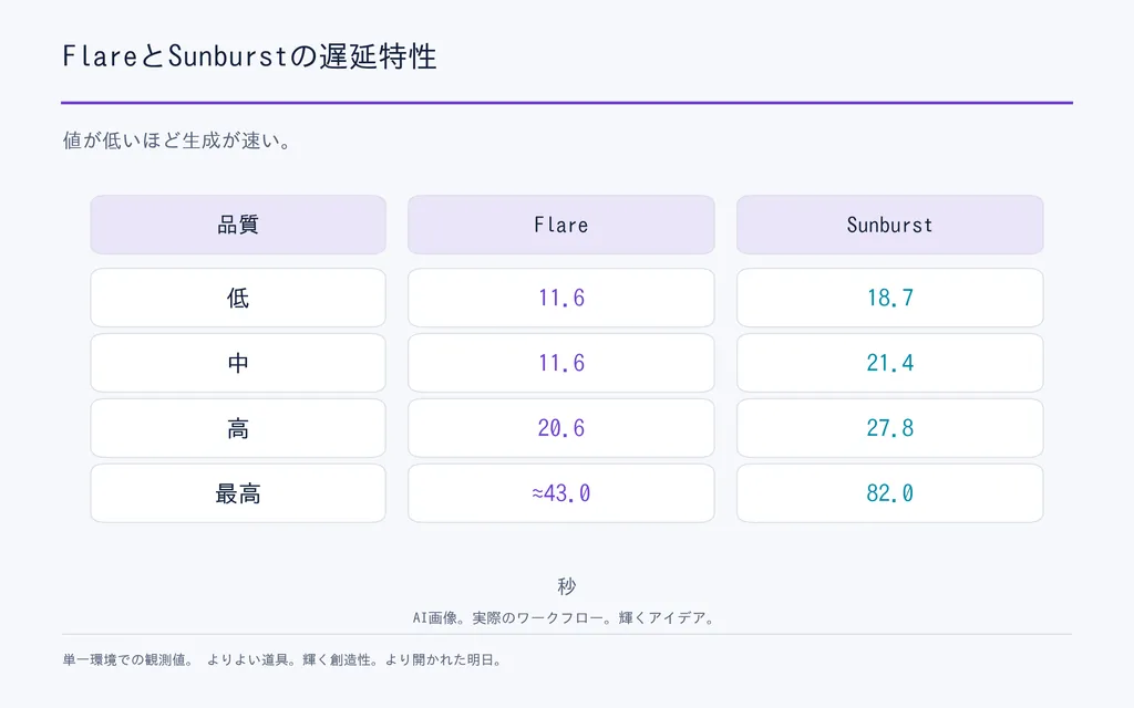 FlareとSunburstの遅延特性