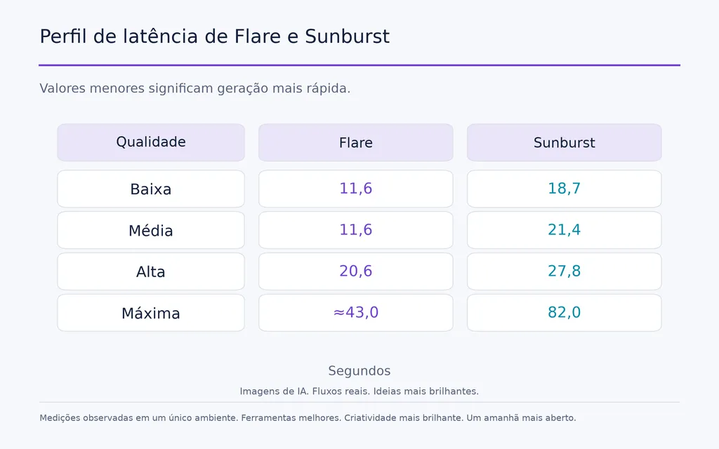Perfil de latência de Flare e Sunburst