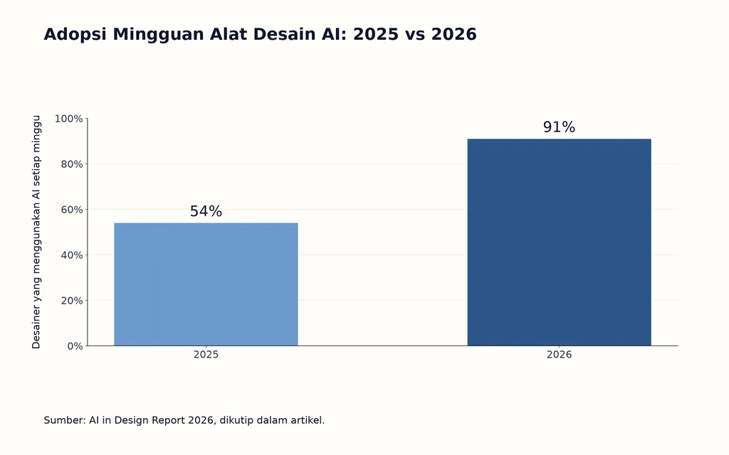 Adopsi Mingguan Alat Desain AI: 2025 vs 2026