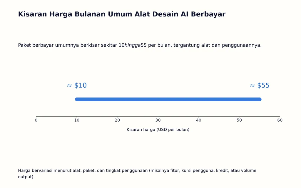 Kisaran Harga Bulanan Umum Alat Desain AI Berbayar