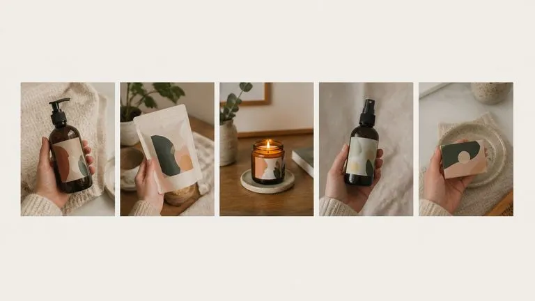 하나의 통일된 소셜 표현을 가진 자연스러운 상품 사진 한 줄